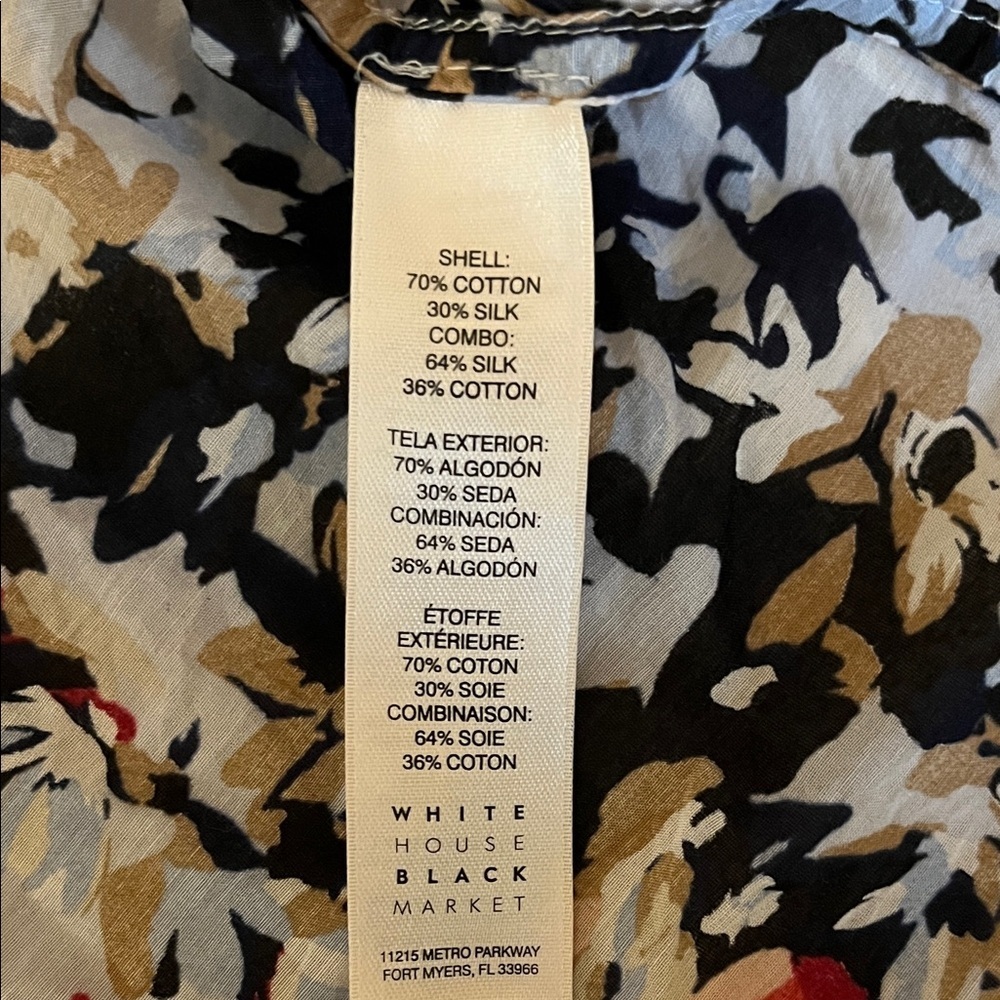 White House black market Floral Button-Up silk blend Shirt, women’s size 2 - Picture 4 of 4